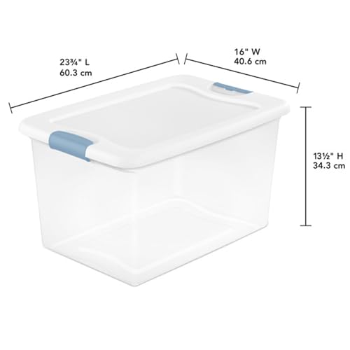 Image of Sterilite 18-Pack Latching Box, Under Bed Storage Bins with Lids, Clear Plastic, 64 Quart - Heavy-Duty Organizing Containers for Closet, Bathroom, and Office