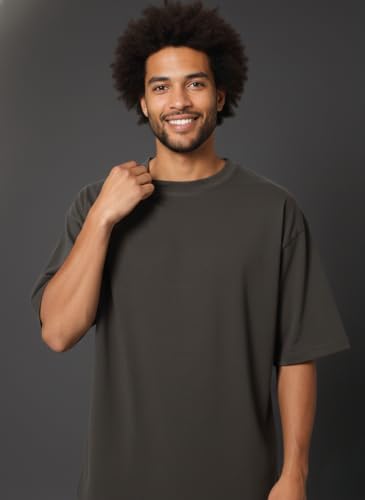 Image of Besick Oversized Plain Cotton Drop Shoulder Baggy fit Tshirt for Men