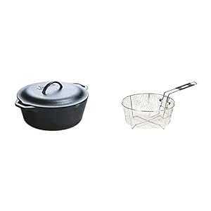 Lodge Cast Iron Serving Pot Dutch Oven with Basket and Accessories, Pre-Seasoned, 7-Quart