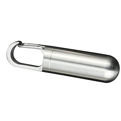 SPYMINNPOO Recipiente para Pastillas de Acero Inoxidable, Sellado, Impermeable, Portátil, Llavero, Pastillero, Llavero, Pastillero, para Viajes Al Aire Libre (Mini)
