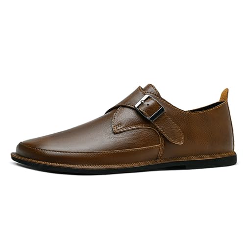 Mens Shoes Dress Slip - on Loafers， Men's Simple Premium Genuine Leather Buckle Shoes for Driving2