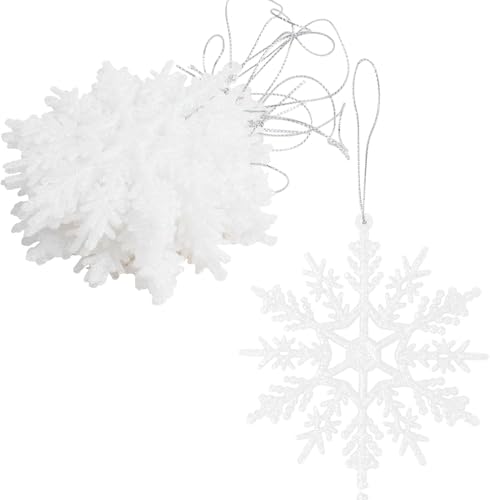 DERAYEE 12 Stück Schneeflocken Weihnachten Deko,Glitter Hängende...