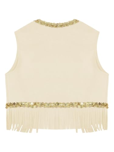 Girls Rodeo Vest Faux Suede Waistcoat with Sequins and Tassels Western Wear Coat2
