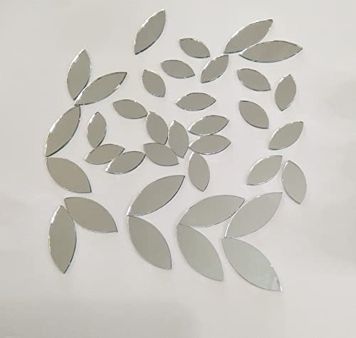 120pcs of Glass Mosaic Tiles Petal Leaves, Glass Supplies for Crafts Craft Mirrors, Mirror Embellishments (Silver Mirror) - Image 4