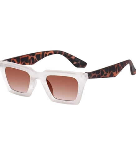 Image of Retro Vintage Rectangilar Thick Abstract UV-Protected Sunglasses For Men And Women