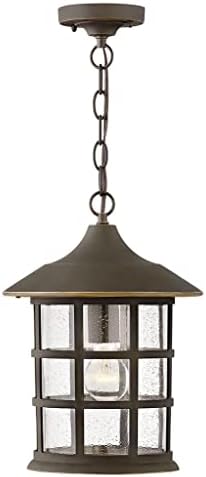 Hinkley Freeport Coastal Elements Medium Hanging Outdoor Lantern, Composite, New England Design, Clear Seedy Glass, Fade Resistant, Oil Rubbed Bronze Finish
