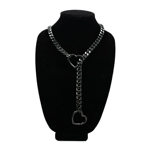 ADEMISHIA Heart O-Ring Slip Chain Halskette für Frauen, Handgemachter Punk Gothic Schmuck Verstellbare Lariat Y-Halskette