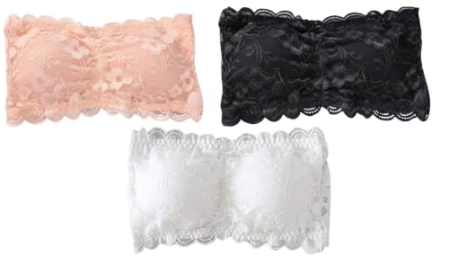 Image of Fabme Women Lace, Padded Tube Bra - Free Size - 3 Hook Back