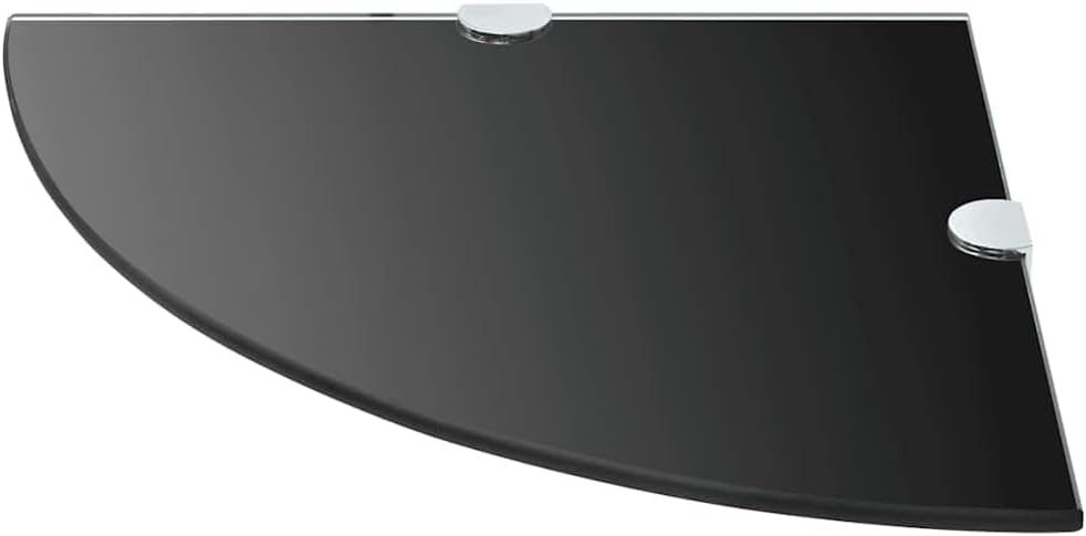 Corner Shelf Set of 2, Black Tempered Safety Glass, 9.8x9.8 Inch Triangular Wall Mounted Floating Shelves for Bathroom, Kitchen, Living Room Decor