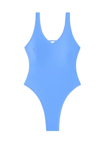 Image of Foxiny Sexy Backless Cheeky High Cut Leg Thong V Neck One Piece Swimsuit