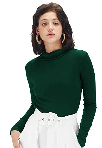 Image of Fabricorn Stylish Black Turtle Neck Cotton Tshirt for Women (Black)