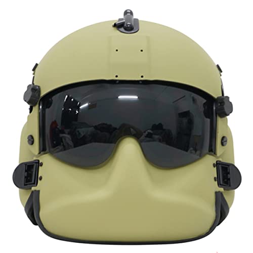 SeeboJK Casque IntéGral Pilote Militaire - RéPlique de Casque Hgu-56/P avec Double Lentille et Masque de Bricolage, pour Le Tournage de Films Cosplay,Light Green