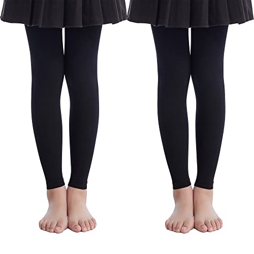 Frola Girls' Opaque Footless Tights Ultra Soft Solid Colored Dance Tights Age 2-13