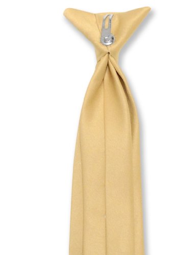 Vesuvio Napoli Boy's CLIP-ON NeckTie Solid GOLD Color Youth Neck Tie3