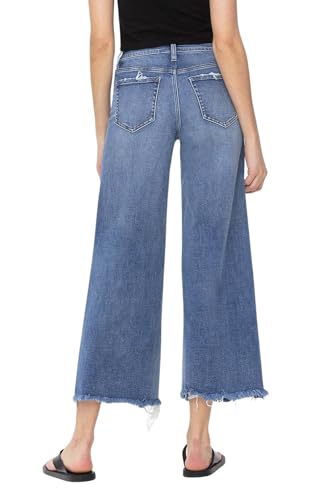 Flying Monkey Women's High-Rise Crop Wide Leg Jeans in Sagacity2