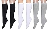 Pareberry Casual Cotton Solid & Triple Stripe Colors Knee High Tube Socks-3 Pairs...