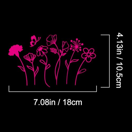 Image of 1Sheet Birth Month Flower Decal,Wildflower Decals,Boho Car Decal, Floral Vinyl Decal Gift for Plant Lovers /Gifts for Mom, Floral Car Decal, Mother's Day Gift |4.8 inch Wide(Pink)