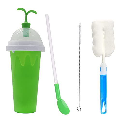 DIY Slushie Maker Cup, Magic Slushy Maker Squeeze Cup, 500ML Summer Quick Frozen Cooling Smoothie Pinch Cup, Double Layer Squeeze Cup Slushy Maker, Portable Squeeze Ice Cup for Everyoneï¼ˆGreenï¼‰