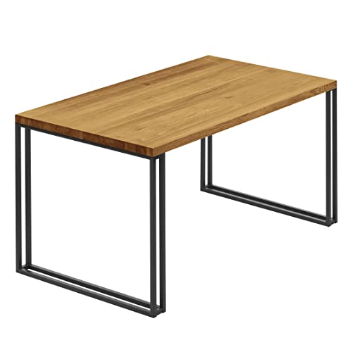 LAMO Manufaktur Esstisch Küchentisch Schreibtisch Couchtisch aus Massivholz, 120x60x76 cm (AxBxH), Frame, Rustikal/Schwarz, LCG-01-A-003-9005Fr