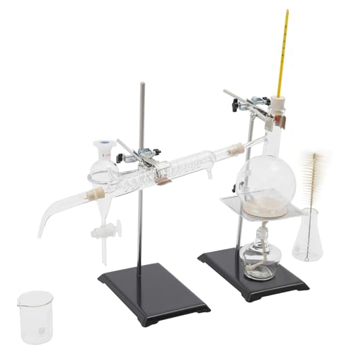 Tabletop Steam Distillation Kit, 500ml Distillation Apparatus, Lab Glassware Distillation Kit, Distillation Equipped for Distillation, Fractional Distillation, Hydrolat Extraction