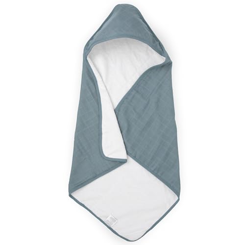 Image of Little Unicorn Premium Muslin & Terry Hooded Towel, 30x30 (Sea)