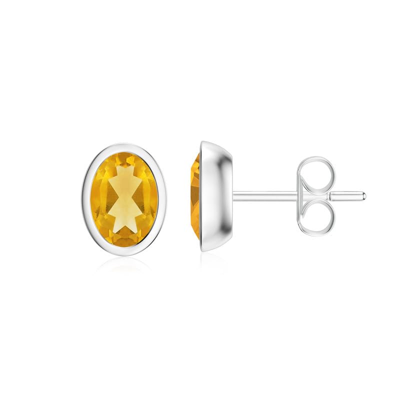 Image of Silvershake 6MM Round Shape Bazel Set Birthstone Gemstone 925 Sterling Silver Stud Post Earrings Jewelry for Business Women or Teens