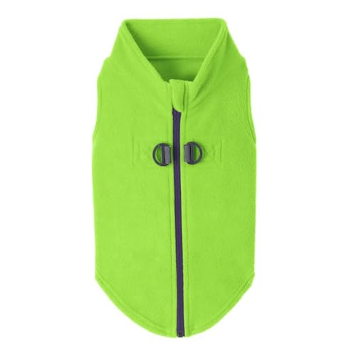 Gooby Zip Up Fleece Dog Sweater - Lime Large - Warm Pullover Fleece Step-in Dog Jacket with Dual D Ring Leash for Small to Medium Dogs
