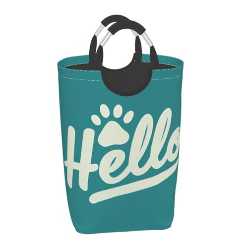 Panier à linge imperméable pliable Hello Word Paw avec poignées de transport robustes