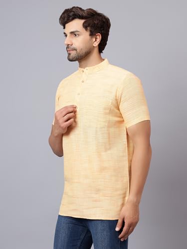Image of LATEST CHIKAN Men's Cotton Regular Casual Strped Short Kurta Half Sleeves - (SK-LJ.DS.AS)