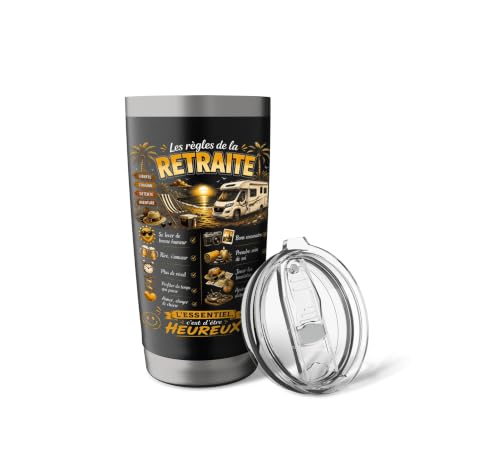 Cadeau Retraité Homme Original Les Règles de la Retraite Gobelet isotherme en acier inoxydable double paroi – vue 5