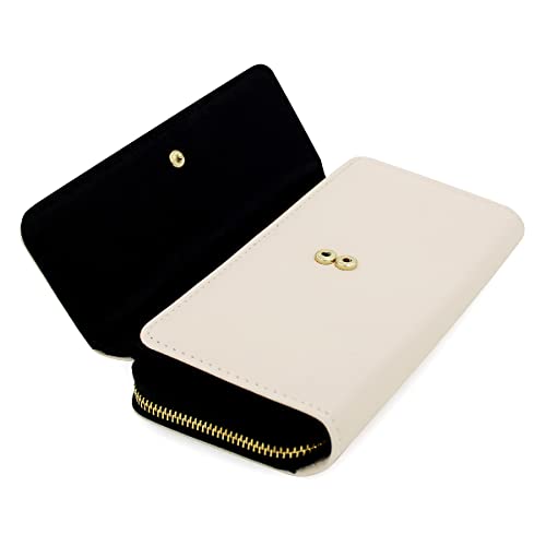 Premium Saffiano Vegan PU Leather Flap Wallet Zip Around Clutch Phone Organizer4