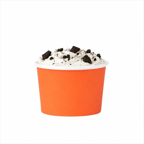 Image of Coppetta 4 Ounce Dessert Cups, 50 Disposable Ice Cream Cups - Lids Sold Separately, Heavy-Duty, Orange Paper Frozen Yogurt Bowls, For Hot And Cold Foods, Perfect For Gelato Or Mousse - Restaurantware
