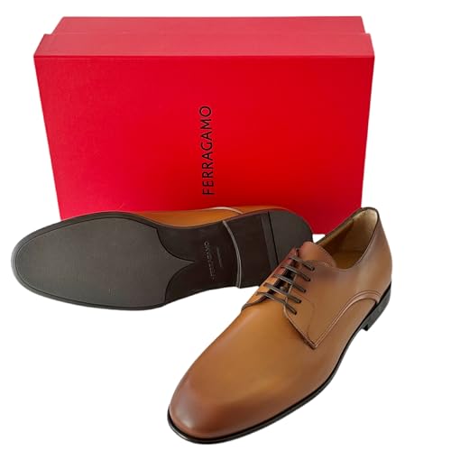 Fosco Plain Toe Oxford Derby Men's Brown Shoes New Vicuna Calf (Salvatore4