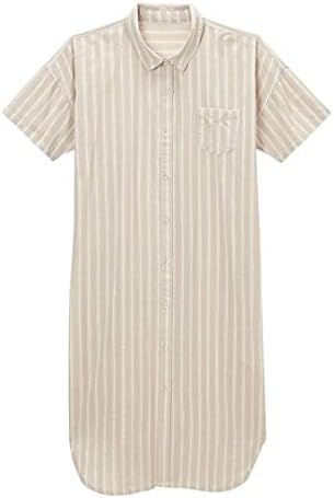 Amazon Nissen ニッセン パジャマ ルームウェアトップス 綿100 Sh07 パジャマ ルームウェア 綿100 サッカーストライプゆるっと5分袖シャツパジャマワンピース パジャマ ルームウェアセット 通販