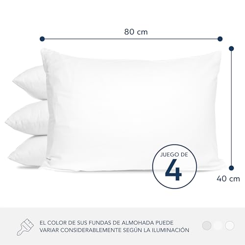Miniatura 2 de Dreamzie Funda Almohada 40x80 (Juego de 4) - Blanco - para Las Almohadas 40 x 80 cm - 100% Algodón Jersey - Funda de Almohada Algodón - Funda Cojín para Cama - Protector de Almohada