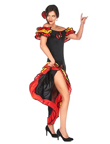 DEGUISE TOI - Déguisement danseuse flamenco femme - Robe - Fleur - M/L - Multicolore - Déguisements adultes - 100% Polyester - A la main - Carnaval