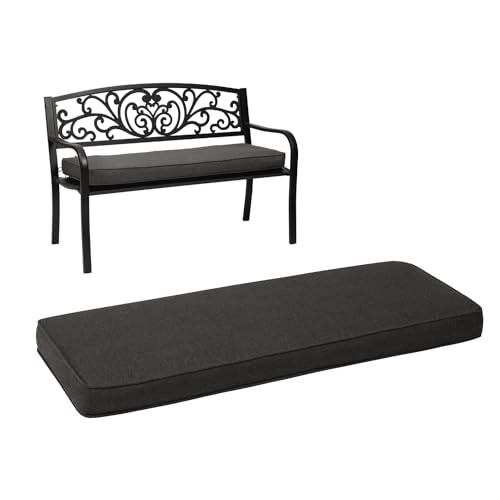 Aoodor Patio Bench Cushion Outdoor Olefin Fabric Slipcover Sponge Foam 46.5” x 17.7” x 3” - Charcoal