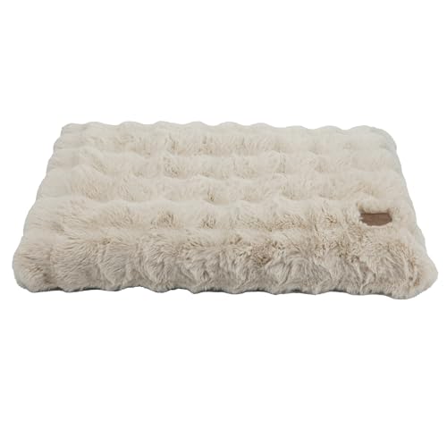 Wisfor Dog Bed Medium WashableCalming Crate Mattress with Removable Cover and Non Skid Bottom Fluffy Anti Anxiety Waterproof Pet Beds Puppy Cat Pillow Cushion Beige 76x51x10cm