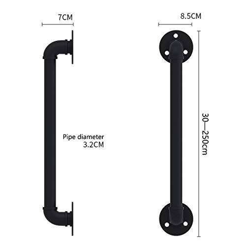 Main courante de loft intérieur en fer galvanisé noir 250 cm pour couloir sécurisé