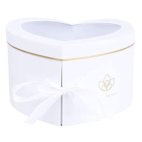 WEIWUXIAN Herzform Geschenkbox, Geschenkbox mit Schleife, Herzförmig Karton Geschenkbox, für Geburtstag, Jubiläum, Valentinstag (Weiß) Cover