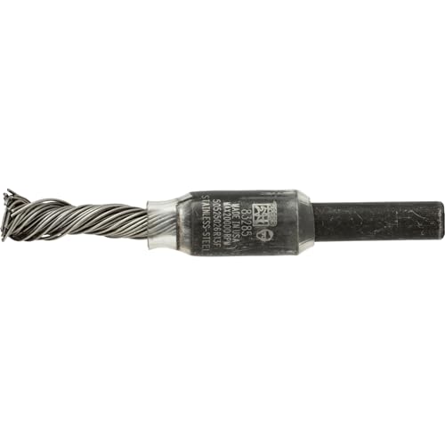 PFERD SINGLETWIST® Knot End Brush, 1/4' Diameter, Flared Cup, .020 Stainless Steel Wire, 1/4' Shank – for Rust, Paint & Surface Cleaning - Part 83285