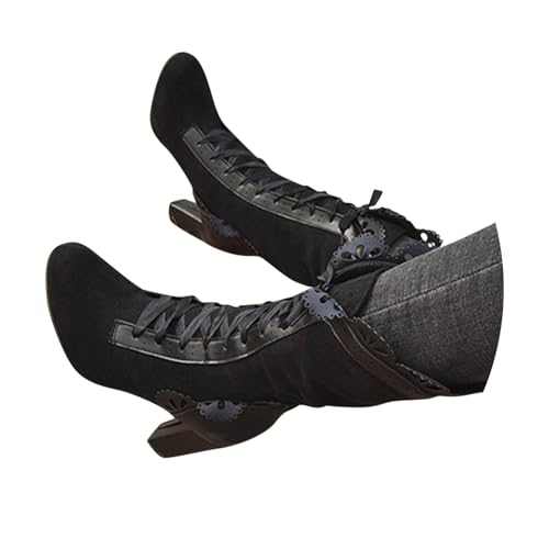 Victorian Boots for Women,2025 Renaissance Medieval Casual Lace Up Mid Heels Vintage Halloween Cosplay Witch Shoes3