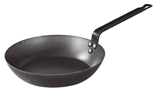 BelleVie Black Carbon Steel 16-gauge Browning Frying Pan, Dia 11 7/8