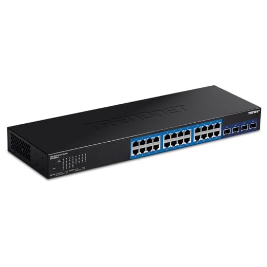 TRENDnet 28-Port Web Smart Switch, TEG-30284, 24 x Gigabit Ports, 4 x 10G SFP+ Slots, High Speed Network Uplinks, 128 Gbps Switching Capacity, Network Ethernet Switch, 1U Rack Mountable