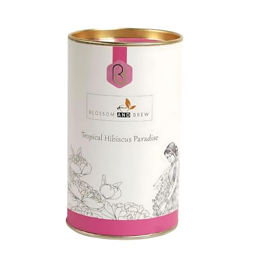 Image of Blossom & Brew Tropical Hibiscus Paradise Tea(1.76oz) - 100% Dried Hibicus Flowers - Caffeine-free Loose Petals Floral infusion Te De Flor De Jamaica - Natural Agua de Jamaica