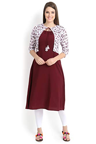Image of Women's Crepe Jacket Kurta (ALC4045 Maroon S)
