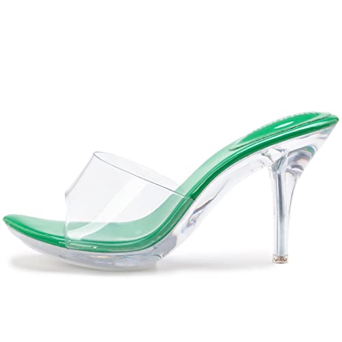 Image of NBUUNBU Silver Clear Heels For Women Dress Shoes Transparent Strap Sexy Stilletos Heels Open Toe High Silver Heeled Sandals Pump Mules