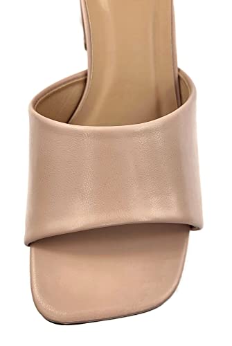 Top Moda Womens Slip On Slide Open Toe Heeled Sandals, Nude, 6 #TOP4