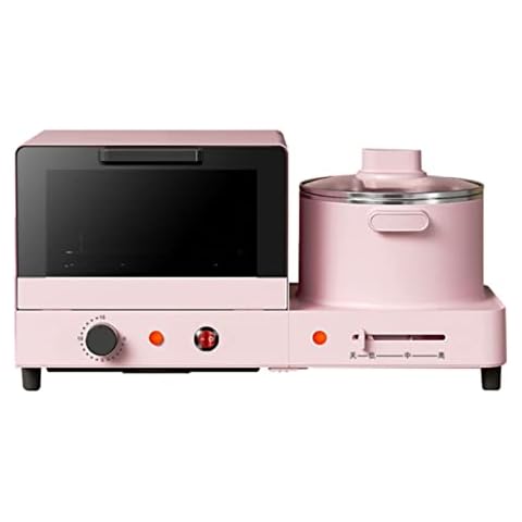 WANGTIANHU Oven household sandwich breakfast machine multi-function oven small appliance four-in-one breakfast machine frying roasting and cooking 9L oven,pink Cover