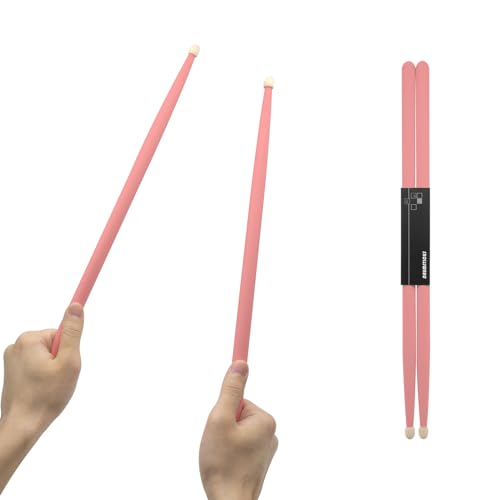 CashBeat 5A Maple Wood Drumsticks, Non-Slip Grip, Classic Pink Drum Stick for Kids Adults Beginner, Percussionists Drumming Accessories Musical Instrument